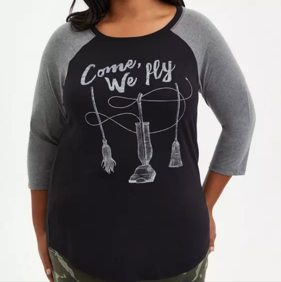torrid Tops - Torrid Hocus Pocus Fly Black & Grey Raglan